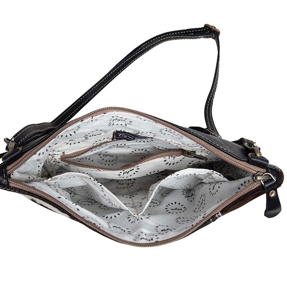 NEW Spring Floral Myra Bag Weaved Rug Leather Cowhide Crossbody Small purse - Picture 7 of 7